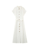 GRACE & MILA Prudence Long Linen Dress Ecru