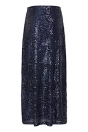 ICHI Ihfauca Maritime Blue Sequin Skirt