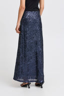 ICHI Ihfauca Maritime Blue Sequin Skirt