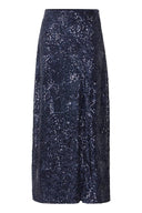 ICHI Ihfauca Maritime Blue Sequin Skirt