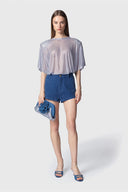 TWENTY FOURHAITCH Mendes Ασημί T-Shirt Με Στρας