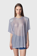 TWENTY FOURHAITCH Mendes Ασημί T-Shirt Με Στρας