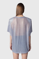 TWENTY FOURHAITCH Mendes Ασημί T-Shirt Με Στρας