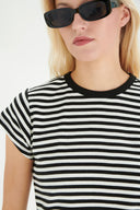 24COLOURS Striped T-Shirt Black and White
