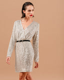 GRACE & MILA Robe Love Εκρού Φόρεμα Με Παγιέτα