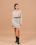 GRACE & MILA Robe Love Εκρού Φόρεμα Με Παγιέτα