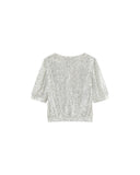 GRACE & MILA Woven Lloyed Ασημί Top Με Παγιέτα